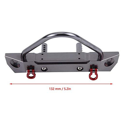 RC Front Bumper, Aluminum Alloy Heavy Duty Upgrade Part for Axial SCX10 MST SCX10 II 1/10 Crawler Cars Durable Metal Winch Mount Accessories
