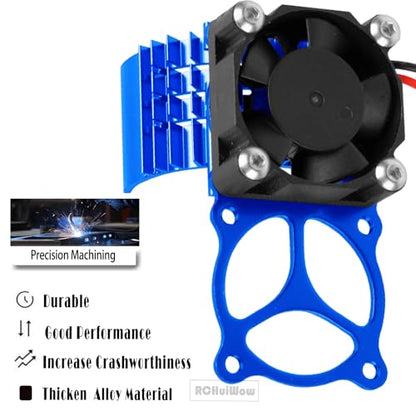 RC VXL-3s ESC Cooling Fan Heat Sink w/Dual Fan Heat Sink Upgrades Part for 1/10 Slash Rustler Stampede 4x4 VXL 4WD,High Velocity Fan Heatsink Hops Up,Navy Blue - color: Navy Blue(1set)
