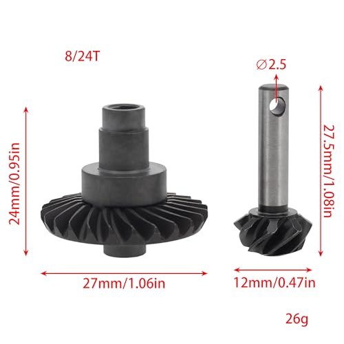 MEUS RACING Overdrive Diff Gears 8T-24T for Axial SCX10 II SCX10 III SCX10 PRO, AR44 AR45 Axle, 1/10 RC Crawler Upgrades Parts (8T-24T)