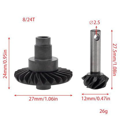 MEUS RACING Overdrive Diff Gears 8T-24T for Axial SCX10 II SCX10 III SCX10 PRO, AR44 AR45 Axle, 1/10 RC Crawler Upgrades Parts (8T-24T)