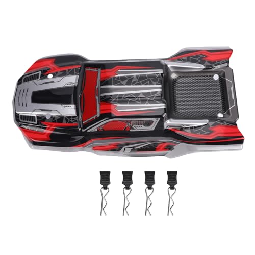 SUNGOOYUE 1/16 Body Shell Rc Car Body Shell, Replacement for Scy16101 Scy16102 1:16 Off Road Trucks, with Graffiti Decals and Mounting Pins (Red) - color: Red