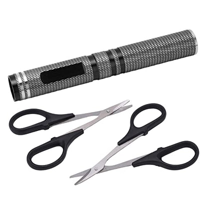 RC Curved Scissors and Hole Puncher Kit, Aluminum Alloy Body Reamer for RC Car Drone Shell Trimming, 014mm Adjustable Cutter with Ergonomic Grip (Black) - color: Black