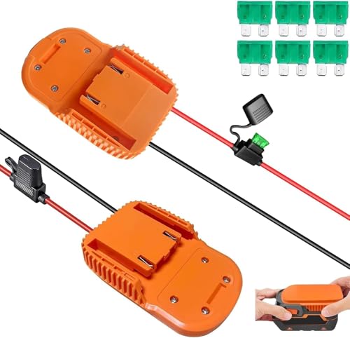 2PCS Power Wheels Adapter for Ridgid AEG 18V Hyper L1815R B1820R L1830R Battery,with 6Pcs Fuse & 2Pcs Wire terminals, 14AWG Wire Power Connector for Rc Car, Rc Truck, DIY(NO Battery) - style: 2pcs for Ridgid 18v
