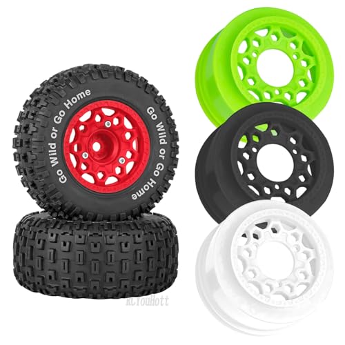 RC Truck Wheels Tires 12mm/14mm/17mm Hex for 1/10 Arrm a Senton/Slash 2WD 4WD 4×4/Axia1/Redca t/Rc4w d,w/Detachable Replace Running on Off-Road Tire RC Wheel Hex,Wheels and Tires,Black - color: Black- (Wheel Tires)