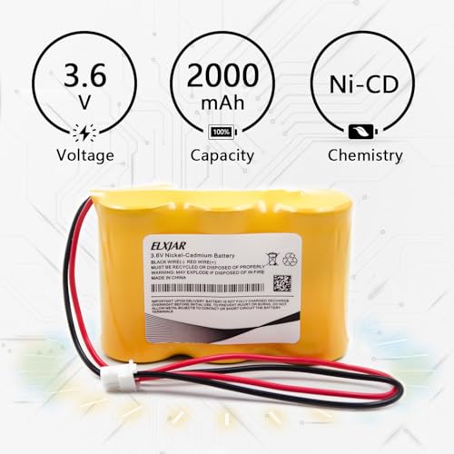 (2-Pack) 3.6V 2000mAh Ni-Cd Battery Replacement for NABC B15SC03 Emergency Light Backup Pack with PR500EC Connector