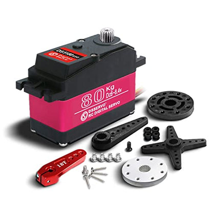 80kg 1/5 Scale Motor Servo HV 18T Steel Gear Large Torque for Redcat HPI Baja 5B SS RC Car Compatible SAVOX-0236 LOSI XL 180 Degree - size: 80KG-180°
