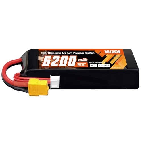 Hilldow 3S Lipo Battery 80C 11.1V 5200mAh Soft Case RC Lipo Battery with XT60 Connector for RC Airplane Helicopter Quadcopter Drone
