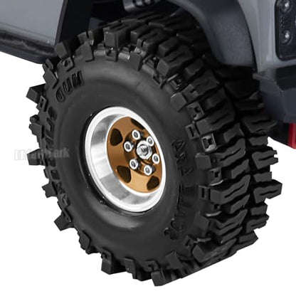 1.0 Beadlock Wheels and Tires for RC Crawler Car 1/18 TRX4M,1/24 SCX24,RC Off Road Buggy Rally Truck Wheels and Tires,RC Aluminium 1.0 in Rims and Rubber Tires w/Sponge,Bronze - color: Bronze - (1.0 in Beadlock Wheels)