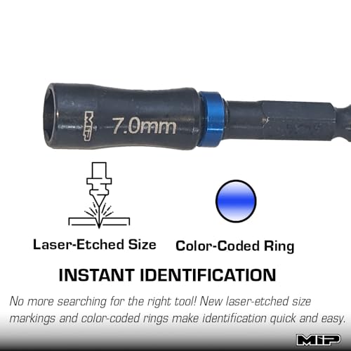MIP Nut Driver 1/4" Drive Bit Speed Tip For Small Drills for Traxxas Arrma Axial Losi Redcat RC Quadcopter Helicopter FPV Racing Drone Models (7.0mm) - size: 7.0mm
