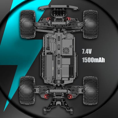 1/10 Remote Controlled Car for Adults, 50 km/h High Speed 4WD Offroad RC Truck, Waterproof RC Buggy All Terrain, 3 Batteries (Grey) - color: Kf10,3 Batties,gery