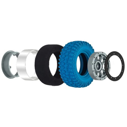GOUPRC 1.3" Wheel Tires Set, Aluminum Beadlock Rim Swamp Claw Mud Terrain Rock Tread Pattern Tires for SCX24 TRX4M 1/18 1/24 Upgrade RC Crawler Truck Car - style: Rock Pattern Titanium Black