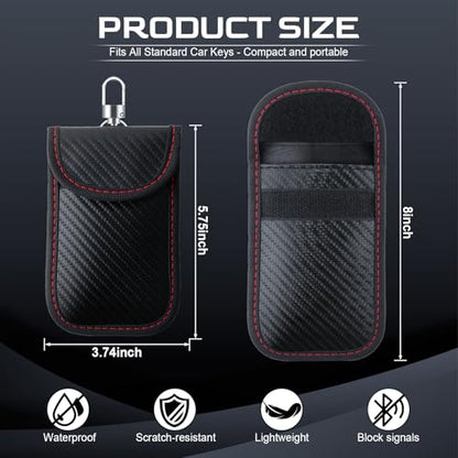 JUSTTOP Faraday Key Fob Protector (3.74'' x 5.75''), Car RFID Signal Blocking Pouch, Anti-Hacking for Car Key Fob Cover, Double-Layer Carbon Fiber Material Anti-Theft Faraday Bag (2 Pack) - size: Medium