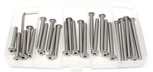 iexcell 25 Pcs M5 x 40/45/50/55/60 Stainless Steel 304 Hex Socket Button Head Cap Screws Bolts Assortment Kit - size: M5 x 40/45/50/55/60mm