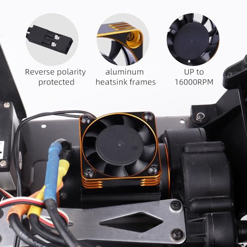 RC Car Motor Cooling Fan Heatsink 16000RPM Brushless ESC Cooling Fan 40x40mm for RC Car 1/8 1/10 540 550 Motor (Gold) - color: Gold