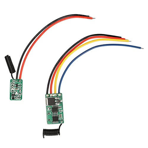 RF Remote Control Switch Kit, Including DC6V to 36V Receiver and DC5V to 24V Transmitter Mini RF Switch Contactless Small PCB Board 433MHz for Wall Floors Doors