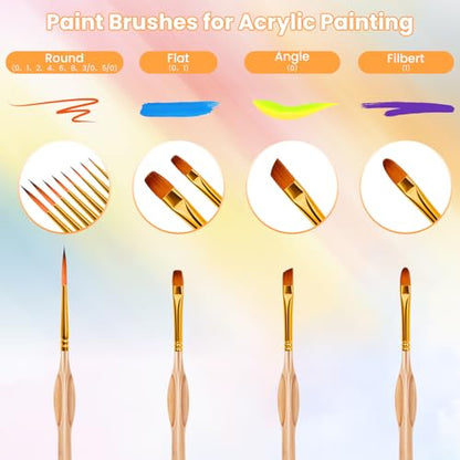 Hnncugty Miniature Paint Brushes 12pcs, Paint Brushes for Acrylic Painting | Art Supplies for Oil, Watercolor Detailing Models Rock Body Face Nail Drawing Artist Gifts, Triangular Handles Blue - color: Wood