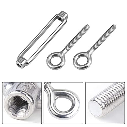 M5 Eye & Eye Turnbuckle, 304 Stainless Steel Turnbuckle Heavy Duty Wire Rope Tension 6 Pcs - style: Eye & Eye-M-5