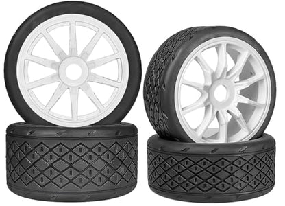 1/7 1/8 On Road Tire Set On Road Tire Tyre 17mm Wheel Rims for Arrma 1/7 Infraction Felony FS Racing Model GT RC Car Upgrade On Road Tyre 4Pcs One Set - color: L-white, size: 2Pcs Big 2Pcs Small