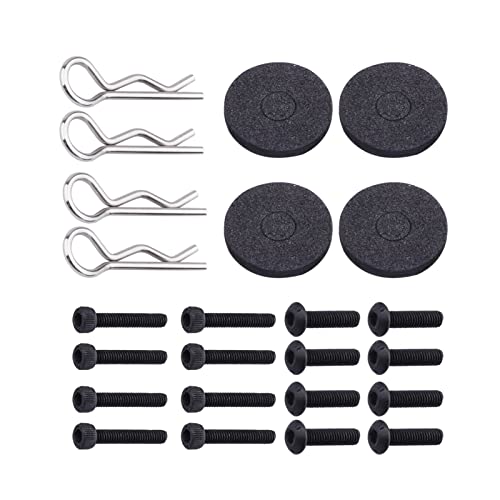 Aluminum Body Post Mounts & Body Post Set w/Body Clips Washers for Arrma Notorious 6S BLX, Front & Rear (Black)