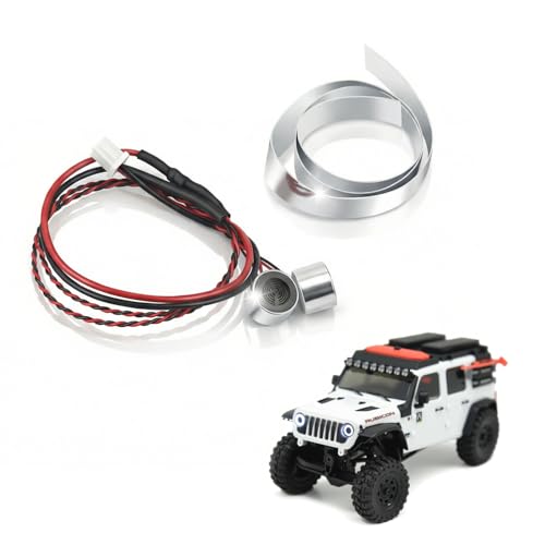 RC Car LED Head Lights Bar for Axial SCX30 1/30 Jeep Wrangler, 7-Light Roof Light Kit with Wiring Harness (Angel Eye Light-White) - color: Angel Eye Light-White