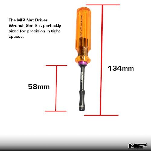 MIP 9802 5.0mm Metric Hex Nut Driver RC Tool – Precision Grip Hex Screwdriver with Deep Socket for RC Car Repair, Made 100% in USA - size: 5.0mm