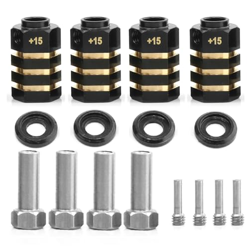 4PCS 12mm Wheel Hubs Hex Pins Adapter-Heavy Duty Brass (8/10/15/20mm) for TRAXXAS TRX4 TRX6 1/10 RC Crawler Car Upgrade Parts (20mm(Extended 15mm))