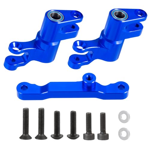Blue Front Steering Assembly for Tra-xxas 1/16 Mini Maxx Slash XRT | 4WD RTR Brushless Monster Truck RC Car Upgrades Parts Aluminum Bellcrank - color: Blue
