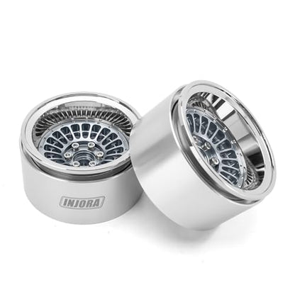 INJORA 2.2" Aluminum Turbine Wheel Offset -10mm for 1/10 RC Crawler (Grey)