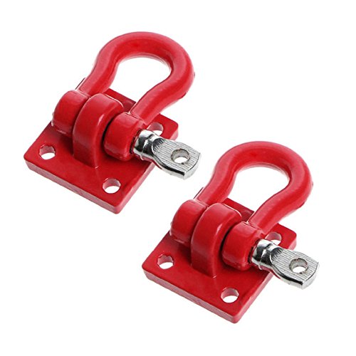 ShareGoo Metal RC Crawler Trailer Tow Hook Hooks Buckle Winch Shackles RC Decorations Accessories Compatible with 1/10 Scale RC Crawler Truck TRX4 D90 SCX10 Climbing Car (Red)