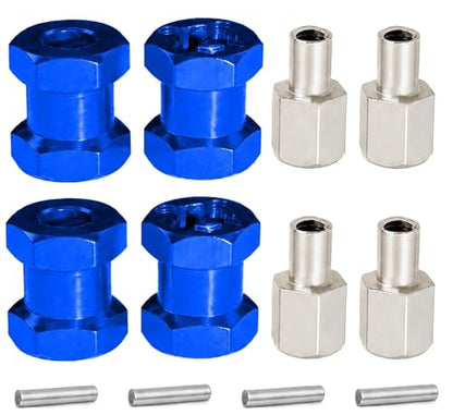 4PCS 12mm Hex Hub 15mm Aluminum Extension Hex for Axial SCX10 D90 90046 | 15mm CNC Wheel Hex Extenders for 1/10 RC Crawlers Redcat Gen7/Gen8 CC01 RC4WD Wider Stance & Tire Clearance with M4 Nuts Pins - color: Darkblue
