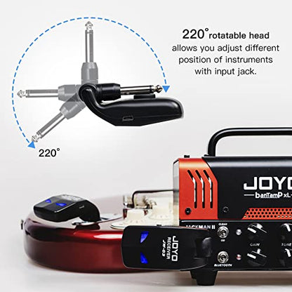 JOYO 2.4GHz Wireless Guitar System Rechargeable Transmitter and Receiver 4 Selectable Channels, 5ms Low Latency, 65ft Range, Up to 8 Hour Battery for Electric Guitar, Bass & Acoustic (JW-03) - style: 2.4GHz