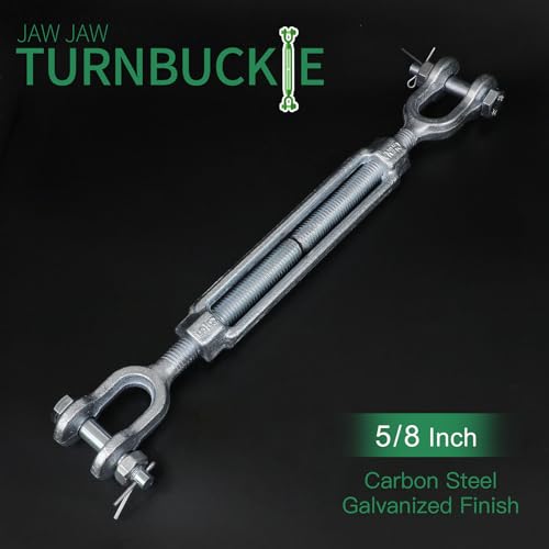 5/8" Jaw Jaw Turnbuckle Galvanized Jaw and Jaw Turnbuckle, Jaw Jaw Closed Body Marine Turnbuckle Jaw, 5000lbs Working Load Limit, Durable for Wire Rope Cable (5/8" x 6") - style: Jaw & Jaw-5/8 x 6