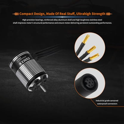 XC E3652 Sensored Brushless Motor for RC Car,2-3S Lipo,IP67 Water Proof,Applicable to:1/10 On-Road,Off-Road,Short Course(Light Load) (4100KV) - style: 4100KV