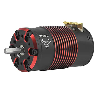 4274 V2 Brushless Sensored Motor, 4 Pole, High for 1/8 On Road RC Car, ABEC5 Bearing, CNC Machined Heatsink, Explosion Proof Rotor, Waterproof Design (1950kv)