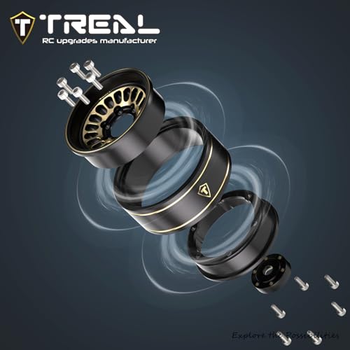 TREAL 1.0 Brass Beadlock Wheels Crawler Wheel Rims (4P) Hubs Removable for SCX24 AX24 FCX24 TRX4M 1/24 1/18 RC Crawler, 40g(0.08lb)/pc (Type D) - style: Type D