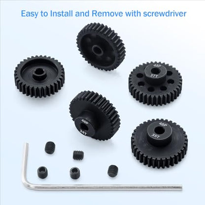48P 33T 34T 35T 36T 37T Pinion Gear Sets with Screwdrivers for 3.175mm Shaft Brushless Brush Motor Compatible with Arrma HPI Kyosho Losi Axial Traxxas Tamiya 1/10 RC Car Monster Truck Buggy - size: 33T 34T 35T 36T 37T
