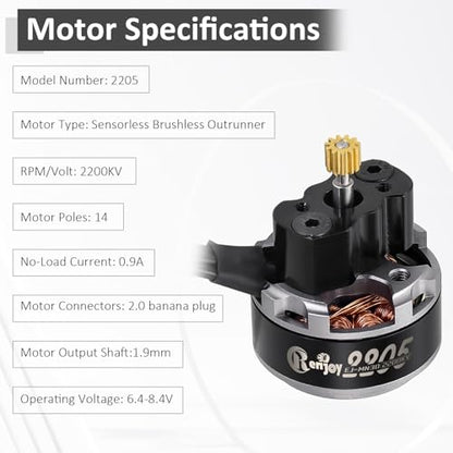 2205 2200KV Brushless Outrunner Motor with Mount and 30A Brushless ESC Electric Speed Controller & Receiver ESC Battery Tray for TRX4M 1/18 Remote Control Crawler Upgrade - size: Motor & ESC & Battery Tray