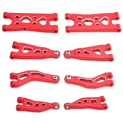 Front and Rear Suspension Arms Set ARA330839 ARA330840 Aluminum Alloy for Arrma Mojave Grom Mega 380 Desert Truck Upgrade Parts (Red)