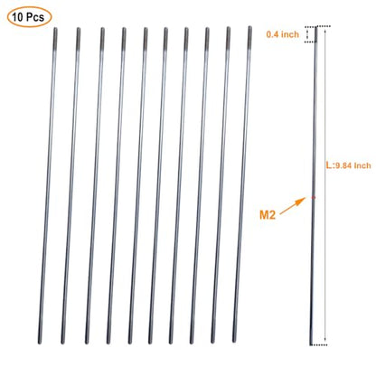 10Pcs M2 9.84" Pushrod Connector 304 Stainless Steel Rod Linkage for RC Model Airplane Helicopter Boat Car DIY Parts