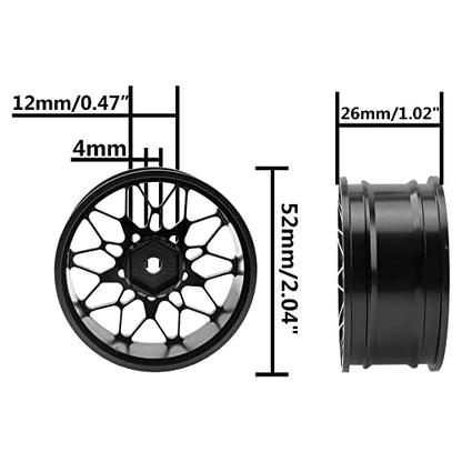 ShareGoo Metal Wheel Rims RC 12mm Hex Hubs 1/10 RC Drift On-Road Racing Touring Wheel Rim Compatible with HSP Tamiya Kyosho RedCat Sakura WLtoys Universal 1/10 RC Scales (Black) - color: Black