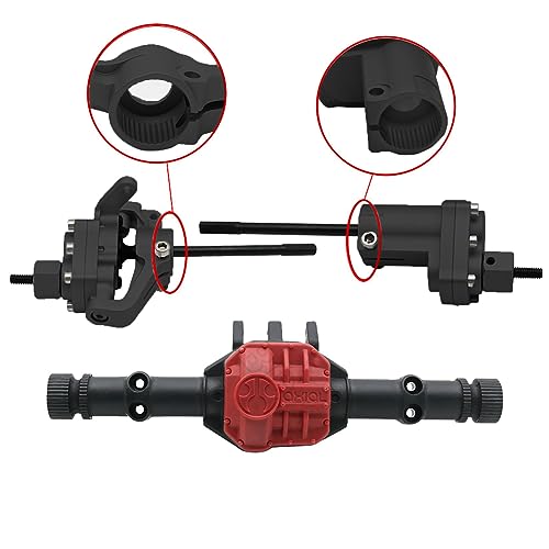 1/10 RC Crawler Aluminum Portal Front and Rear Axle Set for Axial SCX10 II 90046 90047 AR44 – CNC Alloy Axles with Steering Link Upgrade Parts for SCX10 Trucks (Black Front Axle) - color: Black Front Axle