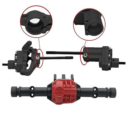 1/10 RC Crawler Aluminum Portal Front and Rear Axle Set for Axial SCX10 II 90046 90047 AR44 – CNC Alloy Axles with Steering Link Upgrade Parts for SCX10 Trucks (Black Set) - color: Black Set