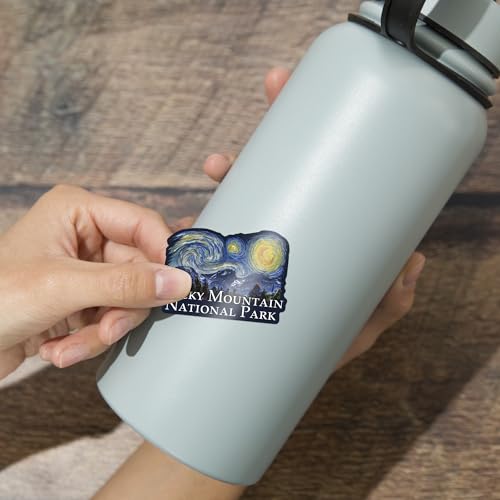 Lantern Press Sticker Rocky Mountain National Park, Starry Night National Park Series, Die Cut Vinyl, (Waterproof Decal for Cars, Water Bottles, Laptops, Coolers), Small - size: Small Sticker