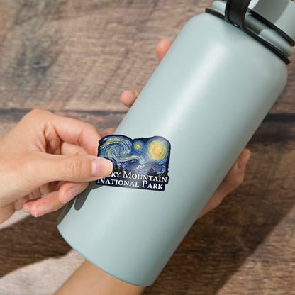 Lantern Press Sticker Rocky Mountain National Park, Starry Night National Park Series, Die Cut Vinyl, (Waterproof Decal for Cars, Water Bottles, Laptops, Coolers), Small - size: Small Sticker
