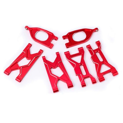 Aluminum Alloy RC Front Upper Lower Suspension Arm Swing Arm &Rear Lower Arm for Arrma 1/10 GORGON 4X2 2WD Gorgon Monster Truck (Red) - color: Red