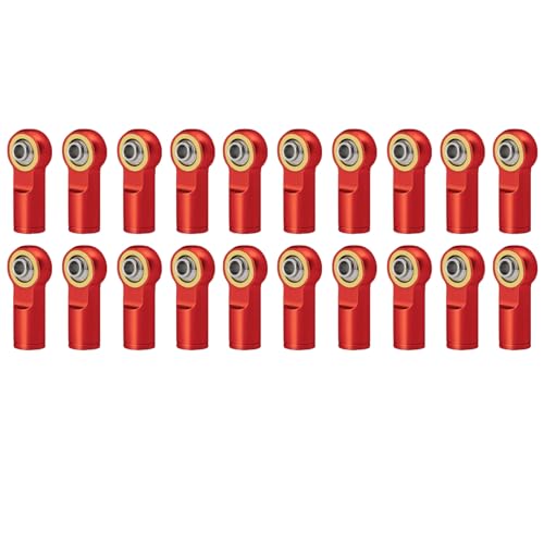 20PCS RC Link Tie Ball Joint M4 Ball Head Metal Rod Ends Tie Rod End Ball Joint Link Ball Head Holder for 1/10 Axial SCX10 II 90046 RC Crawler Car Upgrade Parts Red