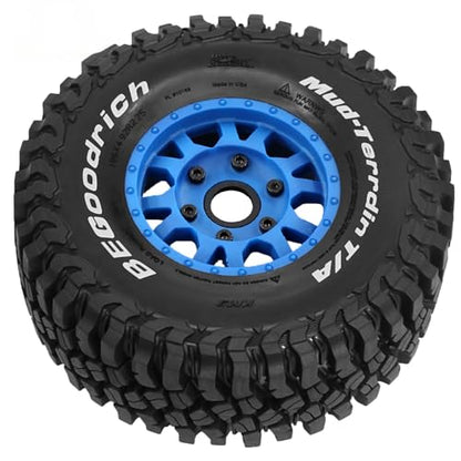 1/7 1/8 1/10 RC Short Course Truck Tires OD 4.96" and Wheels 12mm 14mm 17mm Hex for 1:10 1:8 1:7 Scale Off Road Truck Car ARRMA Mojave 4S 6S TRAXXAS Slash 2WD FS FSR Axial Losi Rc4wd (Blue) - color: Blue