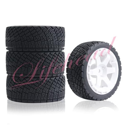 Lifehead 67mm RC On-Road Rally Car Tires and Wheels for 1/10 RC On-Road Touring Drift Car HSP Tamiya XV01 TT01 TT02B HPI Kyosho FAZER MK2 /12mm Hex - color: White a