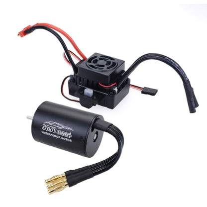 Waterproof 3650 3900KV Brushless Motor with 60A ESC Program Card Combo for 1/10 RC Car Truck Toy - color: Black-2