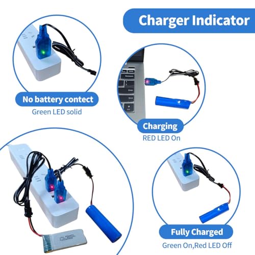 RC Car 2000mAh Battery (1200mAh Upgraded), Shockli Remote Control Rechargeable Battery SM-2P Plug with USB Charger Cable for Remote Control Trucks RC car, Water Gun -(2 -Pack)